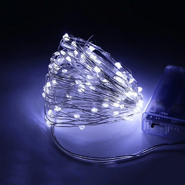 Belro outdoor string solar lights with clear cable, ideal for home and garden outdoor decoration, showing the lights hanging outdoors