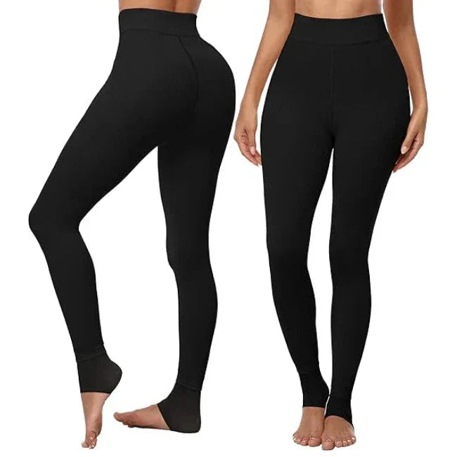 Belro fleece-lined leggings showing a close-up of soft, warm fabric with a snug fit, ideal for cold weather comfort.