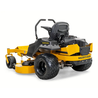 Hustler Raptor X 42-inch zero-turn mower with Kawasaki FR600 18hp engine, featuring a sleek design and durable construction.
