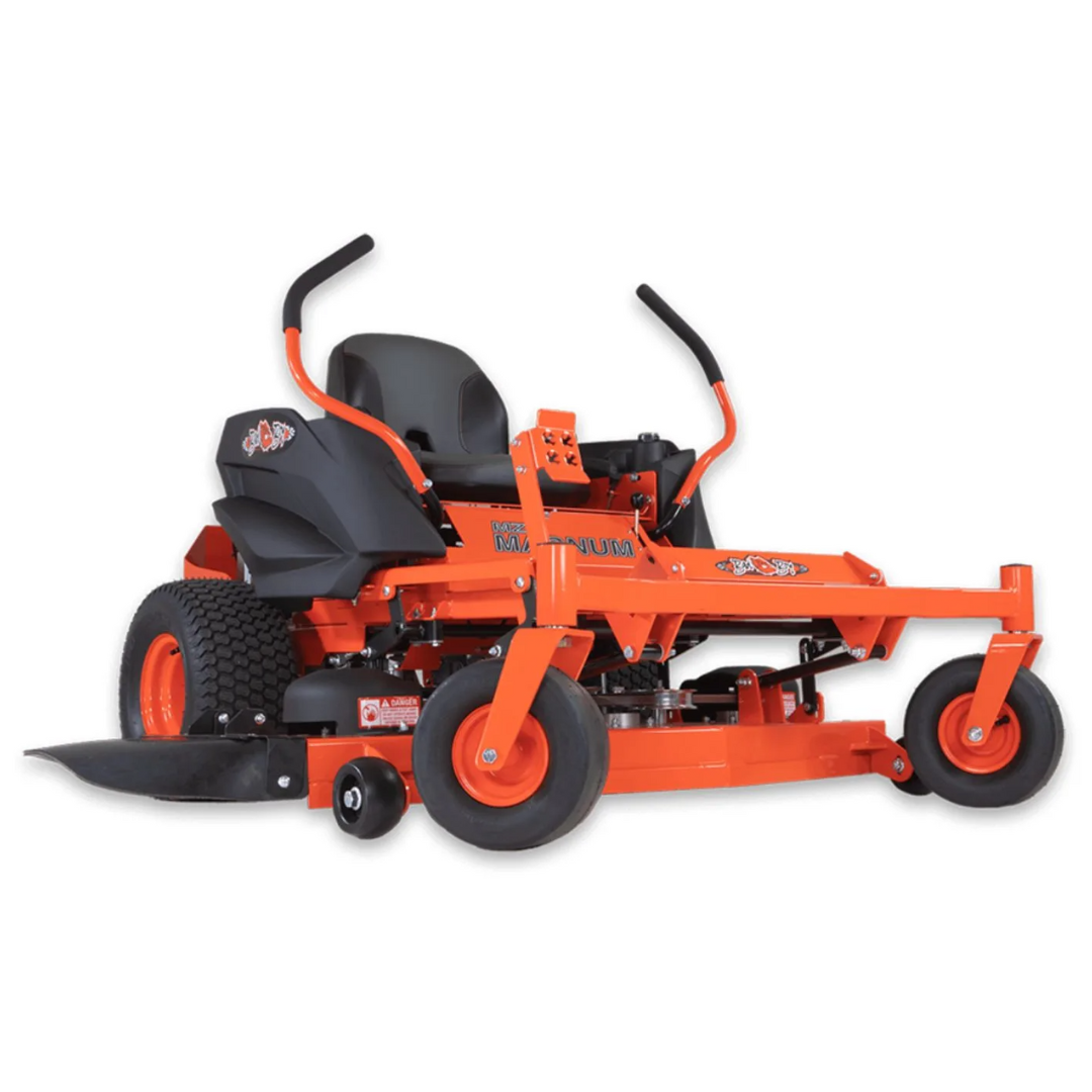 Casavibeo Bad Boy 54-inch 26 HP gas-powered MZ Magnum zero-turn lawn mower, side view showing cutting deck and steering controls.