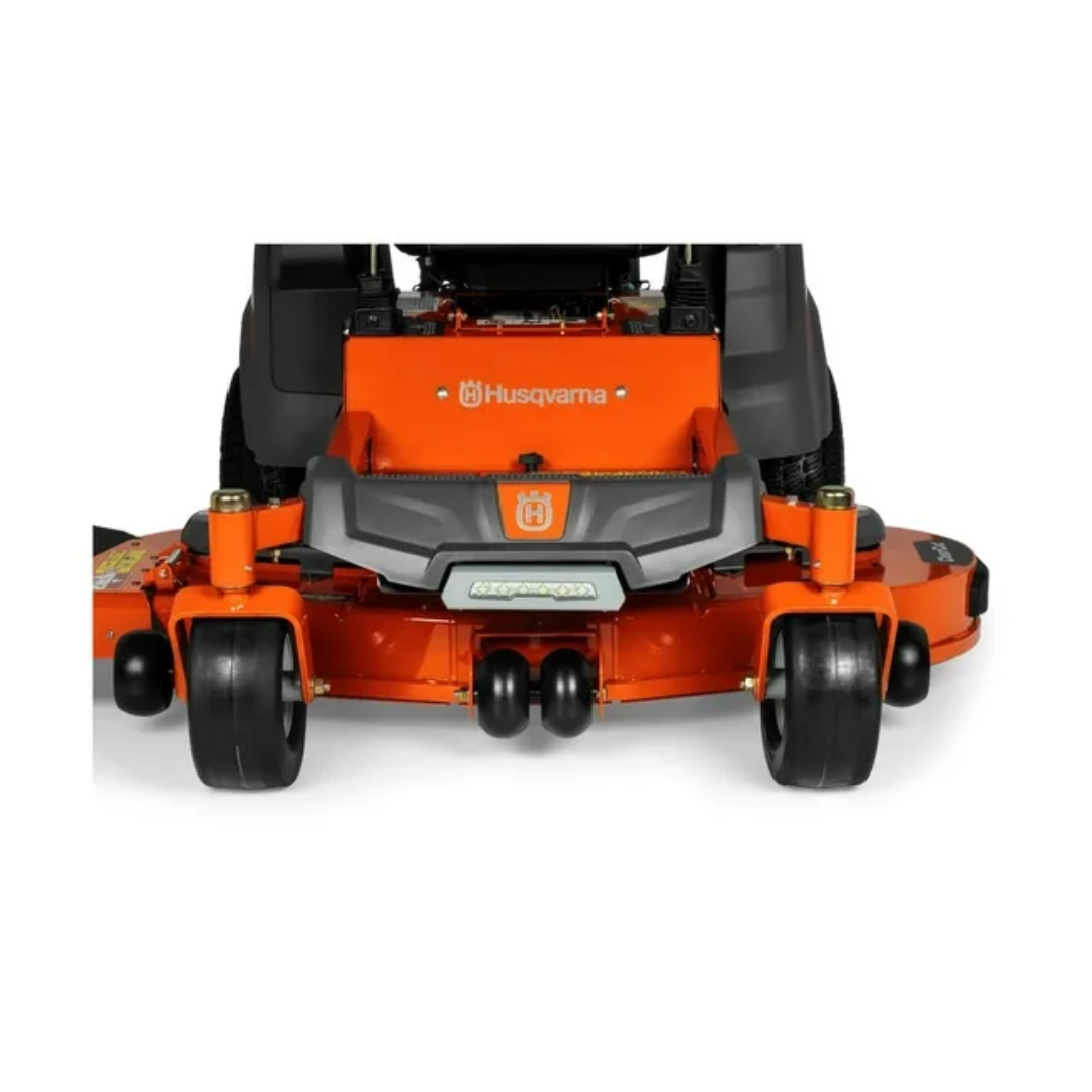 Husqvarna Z254F zero-turn lawn mower with 54-inch cutting deck, 726cc 24hp V-twin engine, shown in a yard setting