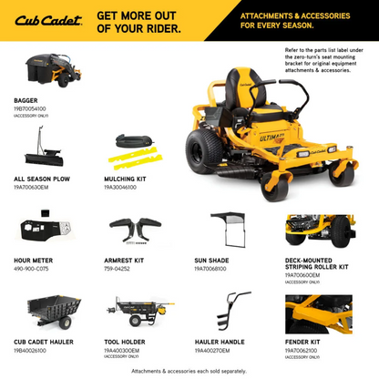 Casavibeo Ultima 42-inch mower with 21.5 HP Kawasaki V-twin engine and dual hydrostatic transmission, shown in a clean, detailed view.