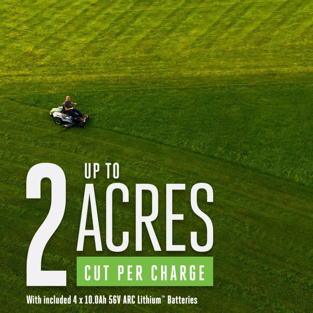 Casavibeo EGO Power+ZT4204L 42-inch 56V cordless zero-turn riding mower with large cutting deck and ergonomic design.