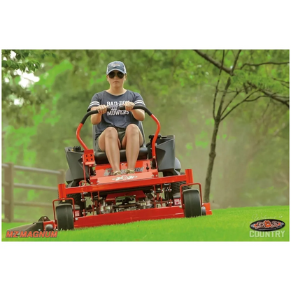 Casavibeo Bad Boy 54-inch 26 HP gas-powered MZ Magnum zero-turn lawn mower with cutting deck and steering controls.