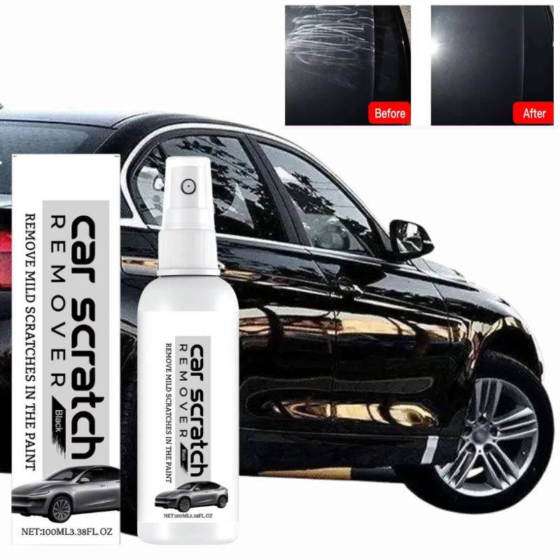 Belro Car Scratch Remover Spray for home and garden use, showing the spray bottle with label and application area.