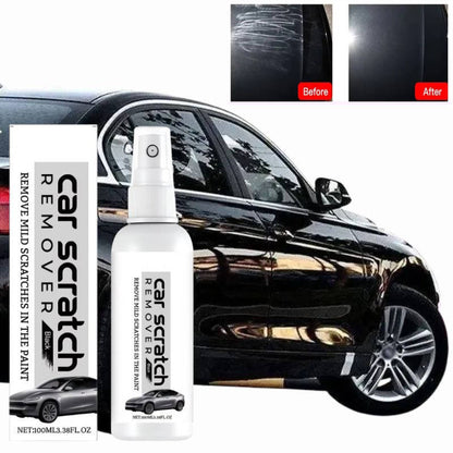 Belro Car Scratch Remover Spray for home and garden use, showing the spray bottle with label and application area.