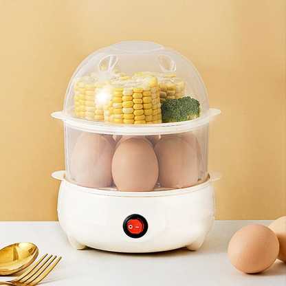 Belro double layer electric egg cooker with transparent lid and control panel, designed for quick and easy egg preparation.
