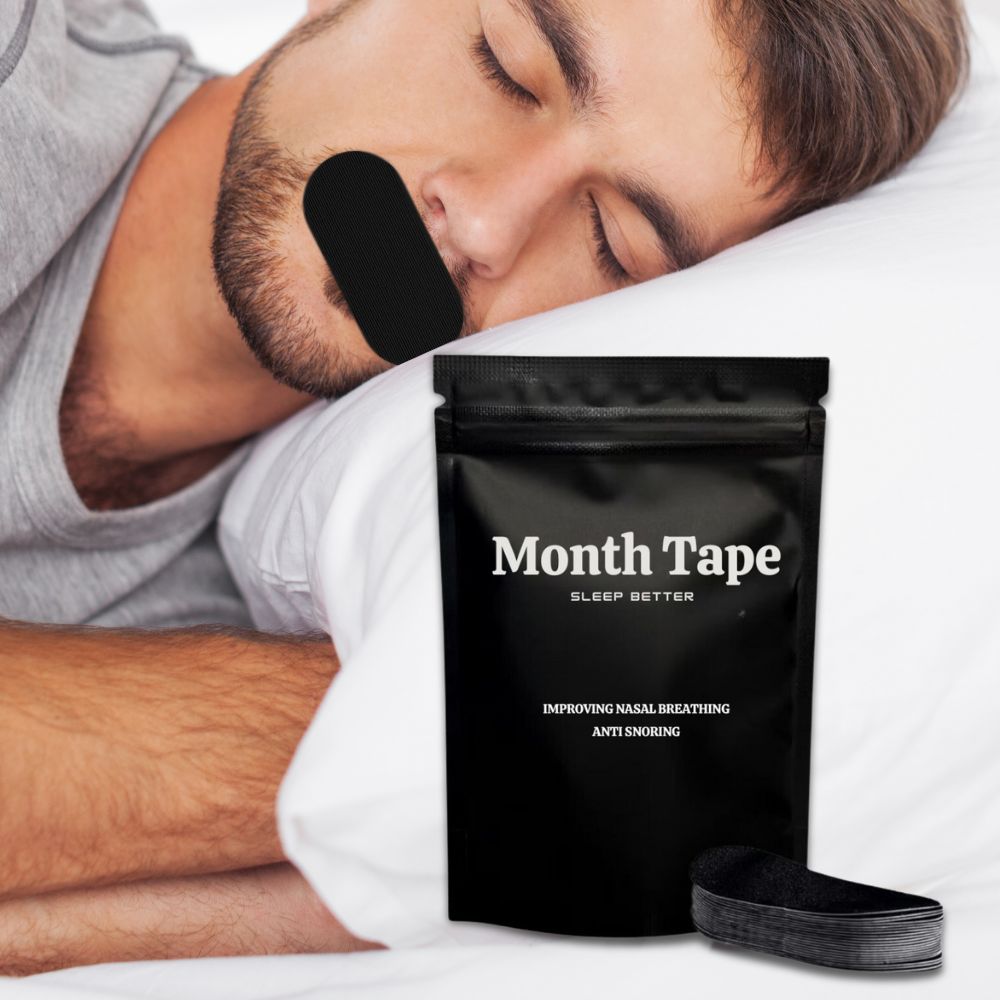 Breathable, hypo-allergenic Belro anti snoring mouth tape for better sleep, shown on a white background.