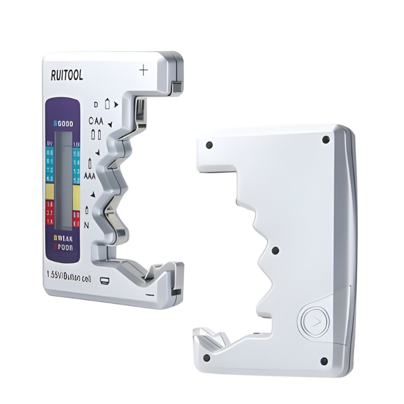 Belro Universal Digital Battery Tester showing digital readout and battery testing interface for electronic power and charging batteries.