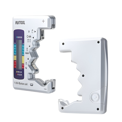 Belro Universal Digital Battery Tester showing digital readout and battery testing interface for electronic power and charging batteries.