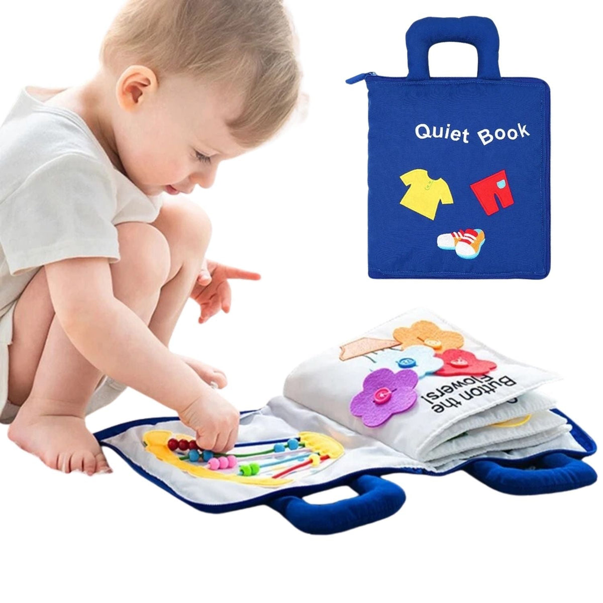 Belro Montessori Book-themed clothing for 1-year-old babies, colorful fabric with playful print, designed for young children.