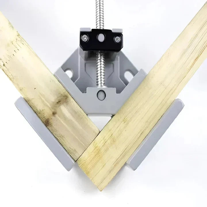 Mivoza Deutschland 90° aluminium corner clamp for woodworking, ensuring precise right angle joints in home and DIY projects.