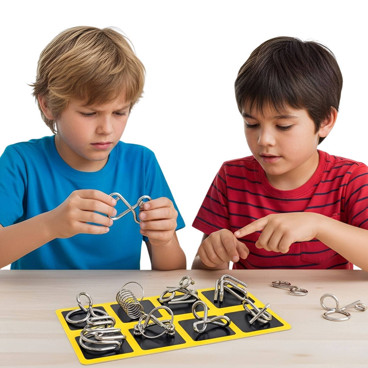 Belro metal puzzle toy with interconnected metal pieces, designed for challenging brain teasers and engaging mental exercise.