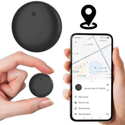 Belro universal mini GPS tracker device for cars, pets, keys, and more, showing compact electronic GPS device with buttons and LED indicators.