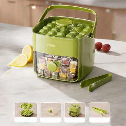 Belro 2-Stage Push In Ice Cube Tray for kitchen and dining, showing flexible silicone design with ice cubes ready to pop out