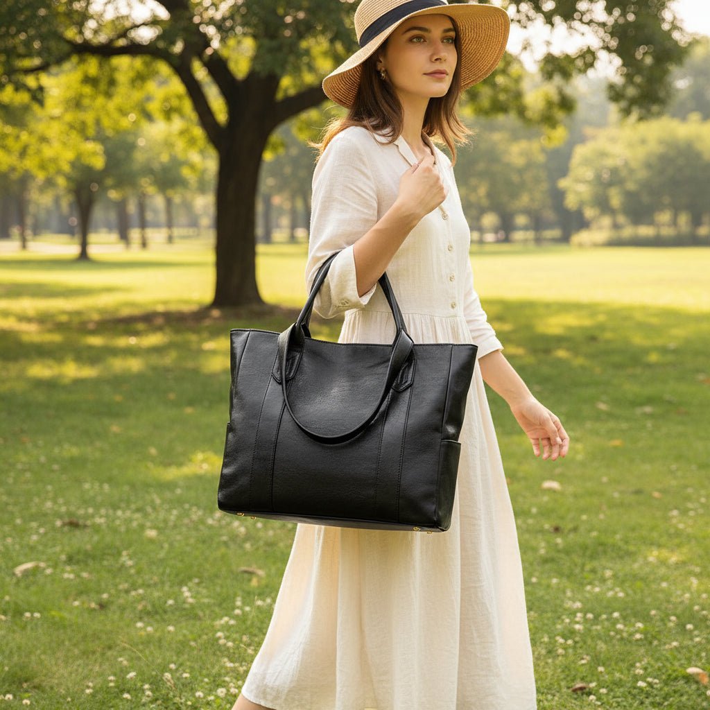 Leather shoulder bag by BowLift featuring vintage chic style, smooth surface, and soft textured leather, perfect for elegant casual wear.