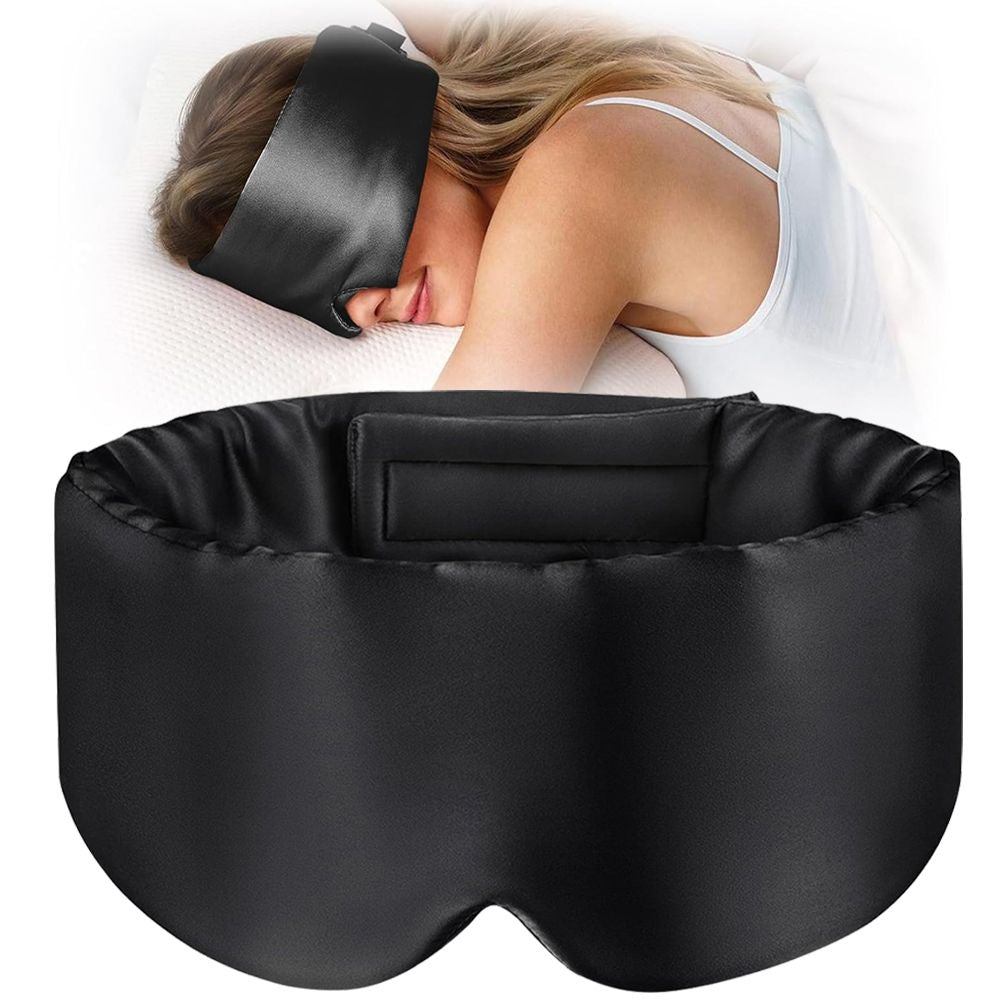 Belro silk sleep mask in soft pink, designed for comfort and relaxation, made from smooth, high-quality silk fabric.