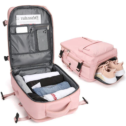 Belro travel carry-on backpack with shoe compartment, waterproof and anti-theft design, ideal for outdoor and travel use