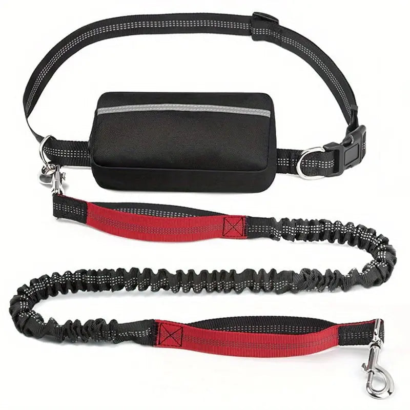 Mivoza hands-free dog walking leash with adjustable bungee, waist clip, built-in bag dispenser, durable design, and secure fit.