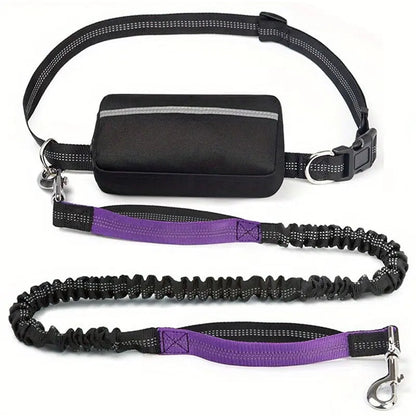 Mivoza hands-free dog walking leash with adjustable bungee, built-in bag dispenser, waist clip, durable pet leash for secure walks
