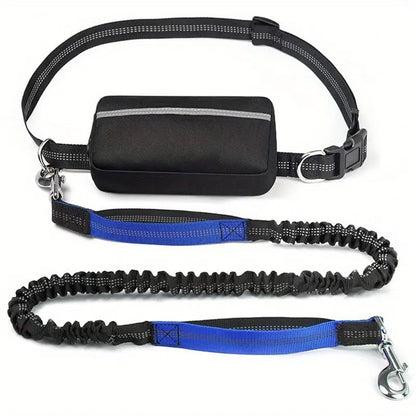 Mivoza hands-free dog walking leash with adjustable bungee, built-in bag dispenser, waist clip, durable design for comfort and safety.