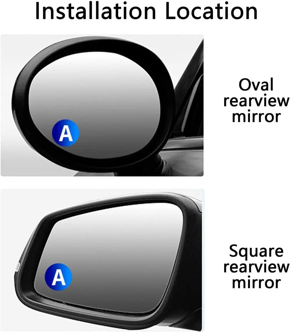 Mivoza adjustable blind spot mirror with wide-angle view, clip-on installation, designed for cars to enhance rear visibility.
