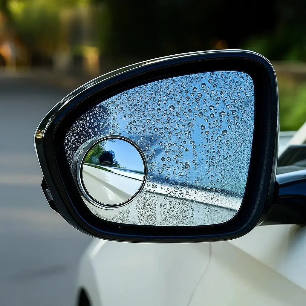 Adjustable blind spot mirror by Mivoza with wide-angle view, clip-on fit for cars, enhances rear visibility and safety.