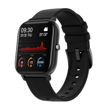 Belro Smart and Sport Connected Watch displaying digital time and fitness tracking features on a sleek black smartwatch screen.