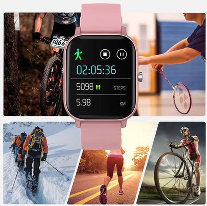 Belro Smart and Sport Connected Watch displaying digital time and fitness tracking features on a sleek black band.