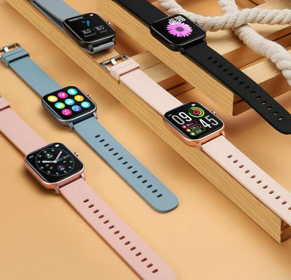 Belro Smart and Sport Connected Watch displaying digital time and fitness tracking features on a sleek black strap.