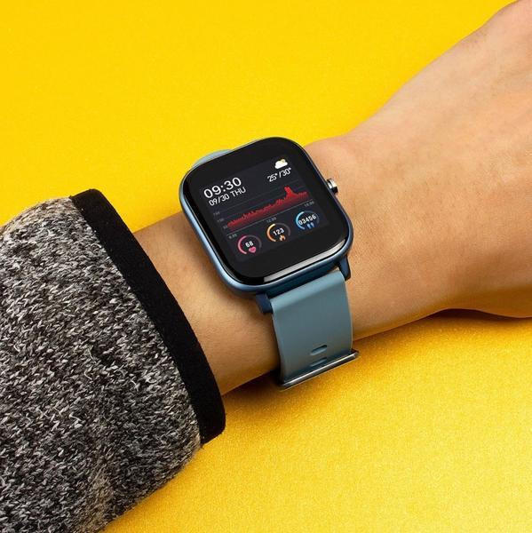 Belro Smart and Sport Connected Watch showing digital display with fitness tracking features and sleek black design.