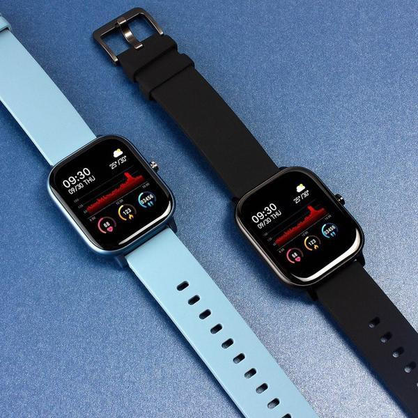 Belro Smart and Sport Connected Watch displaying digital time and fitness tracking features on a sleek black smartwatch screen.