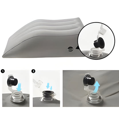 Belro inflatable leg-support cushion for back brace support, showing the adjustable, padded design on a neutral background.