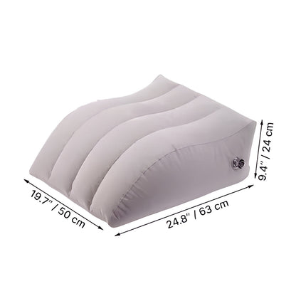 Belro inflatable leg-support cushion for back braces, showing a soft, adjustable support for improved leg and back comfort.