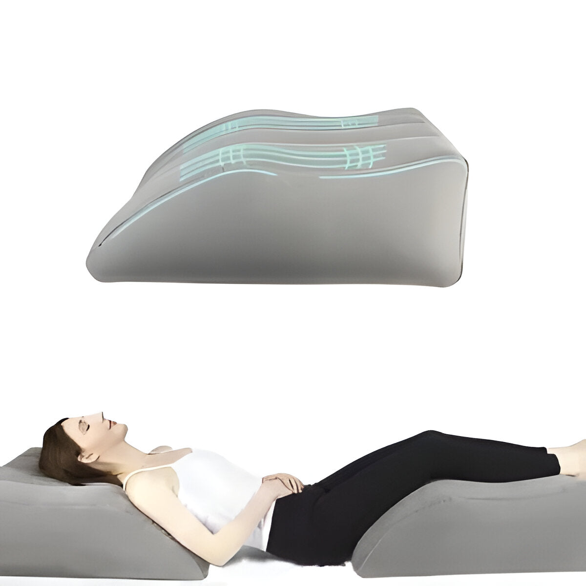 Belro inflatable leg-support cushion for back braces, designed to provide comfort and support for leg and back relief.
