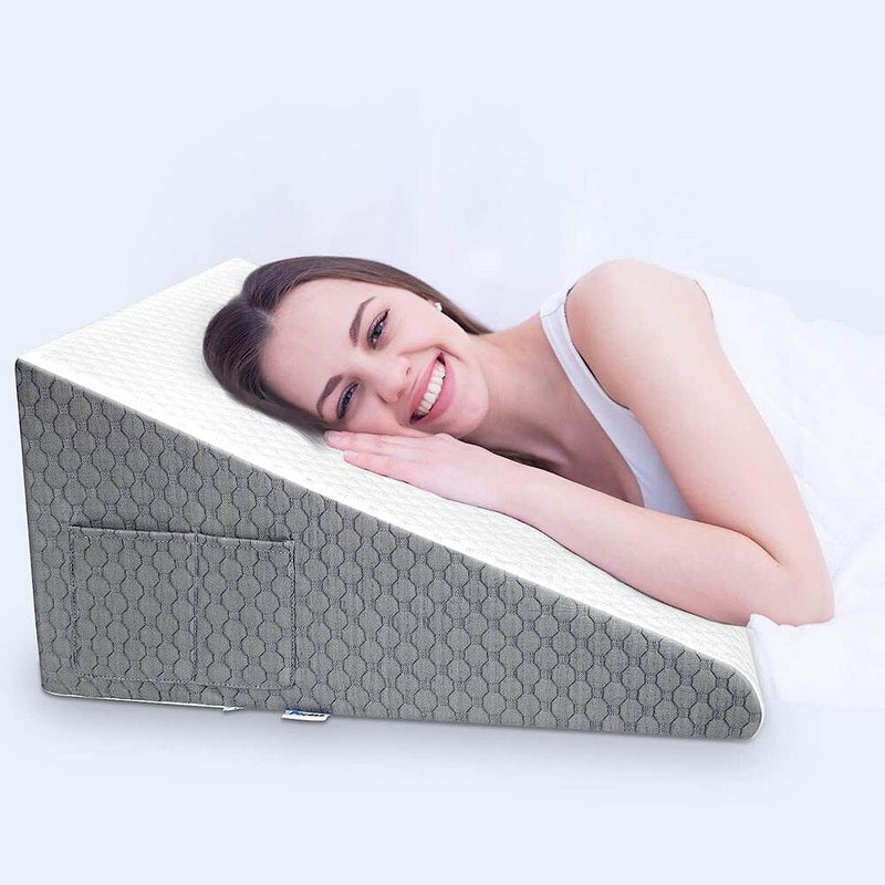 Belro wedge acid reflux cushion with ergonomic design, helps elevate upper body for relief from acid reflux symptoms.