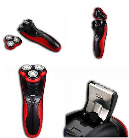 Belro men's waterproof rotating electric shaver with multiple blades and ergonomic handle, suitable for wet and dry use