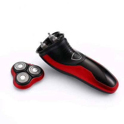 Belro men's waterproof rotating electric shaver with multiple blades and ergonomic handle, suitable for wet and dry use.