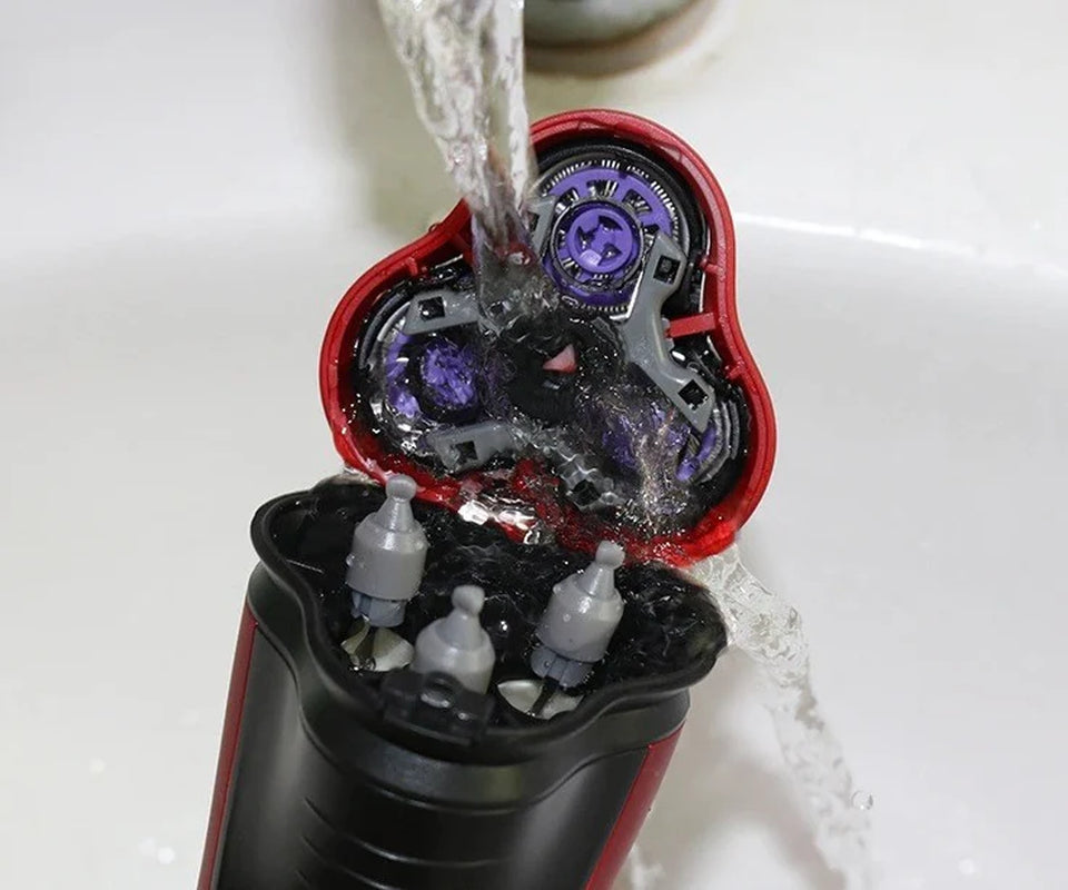 Belro men's rotating waterproof electric shaver with multiple blades and ergonomic handle, suitable for dry and wet use.