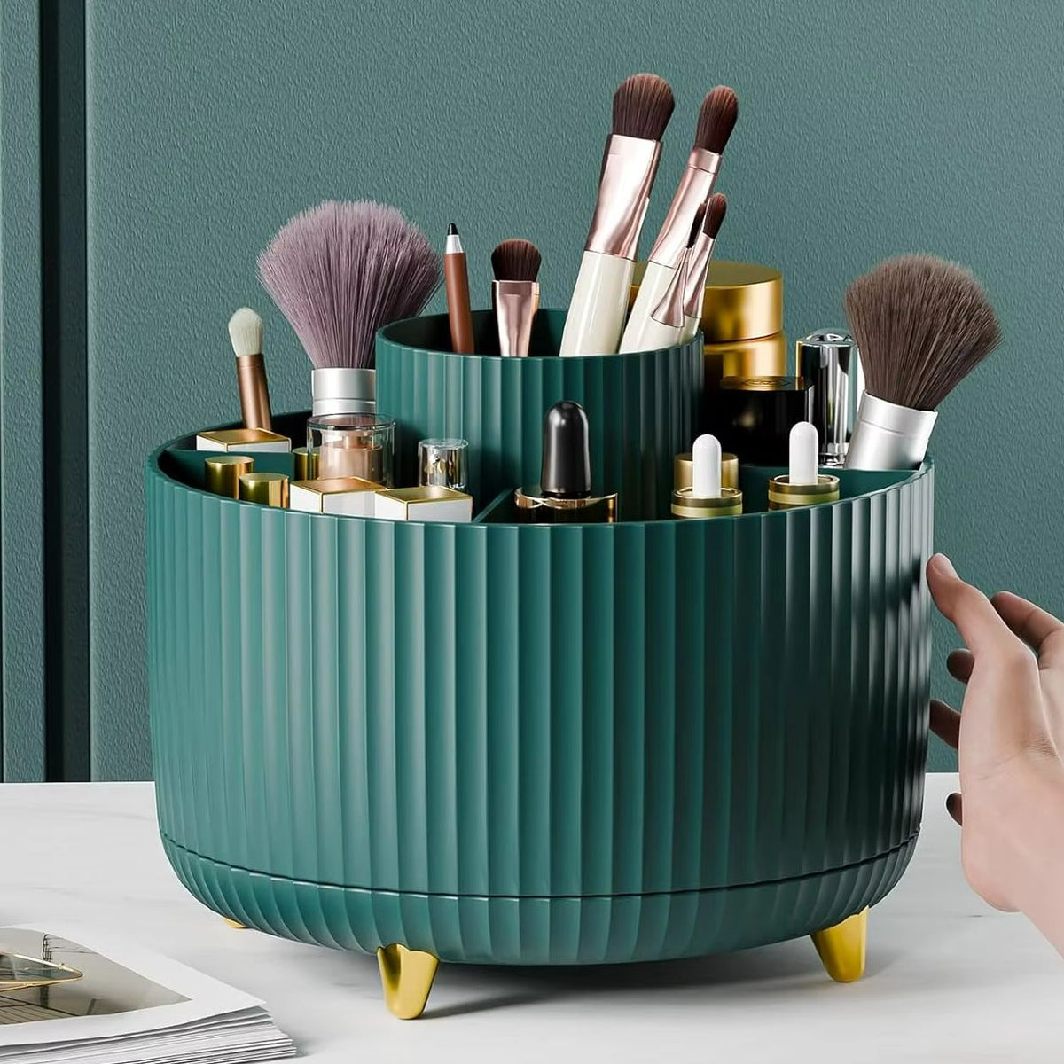 Belro cosmetic organizer bag with multiple compartments for travel storage, made of durable material.