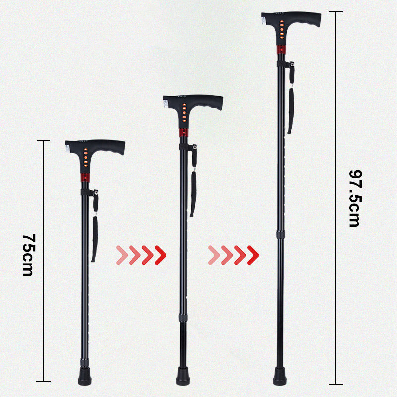 Belro intelligent walking stick for elderly with built-in LED light, featuring ergonomic handle and safety lighting for improved mobility.