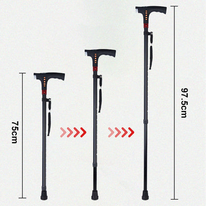 Belro intelligent walking stick for elderly with built-in LED light, featuring ergonomic handle and safety lighting for improved mobility.