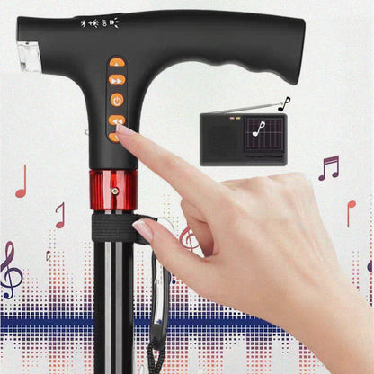 Belro intelligent walking stick for elderly with LED light, featuring ergonomic handle and adjustable height for safety and convenience.