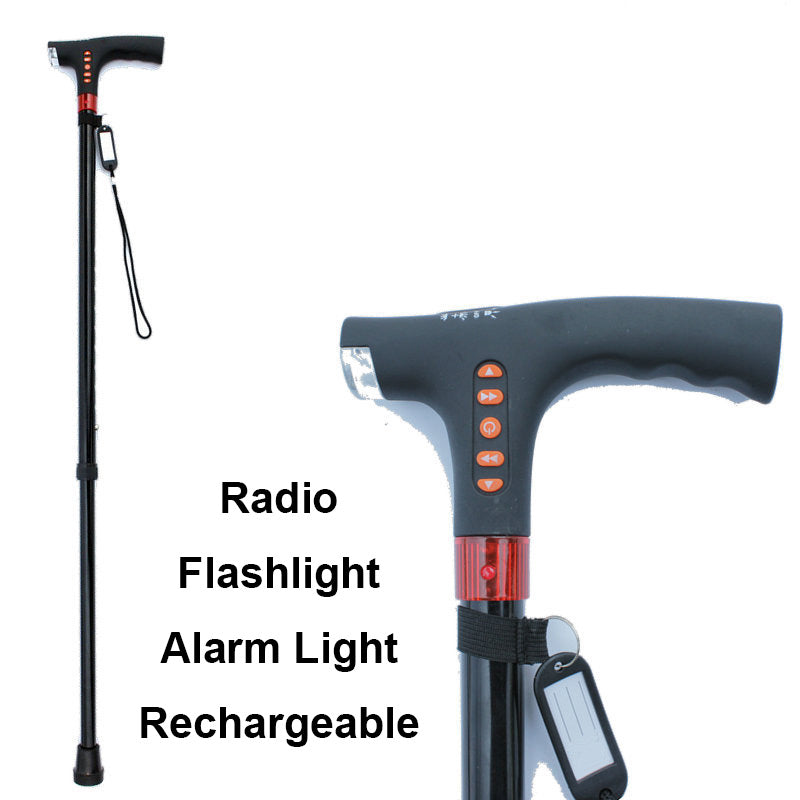Belro intelligent walking stick for elderly with LED light, featuring ergonomic handle and safety illumination.