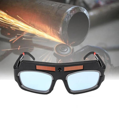 Belro auto dimmable welding glasses with adjustable straps and tinted lenses for eye protection during welding tasks.
