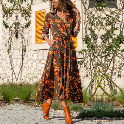 Printed season dress by Belro featuring vibrant floral patterns and lightweight fabric, perfect for spring and summer wear.