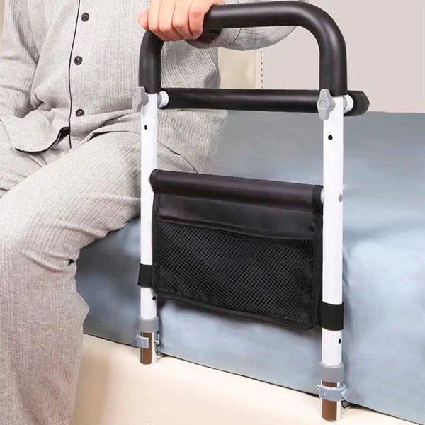 Belro adjustable bed rail holder for babies and kids, securely attached to a bed to prevent falls and ensure safety.
