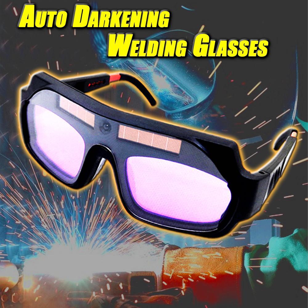 Belro auto dimmable welding glasses with adjustable arms and tinted lenses for eye protection during welding.