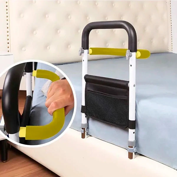 Belro adjustable bed rail holder for babies and kids, shown attached to a bed for safety and secure sleep.