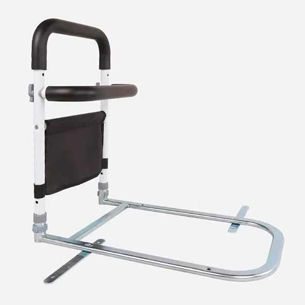 Belro adjustable bed rail holder for baby and kids beds, shown installed on a bed to prevent falls and ensure safety.
